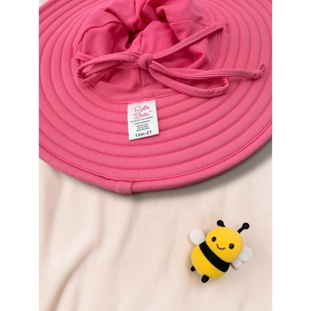 RuffleButts Wide Brim Swim Fabric Sun Hat 12m-2T